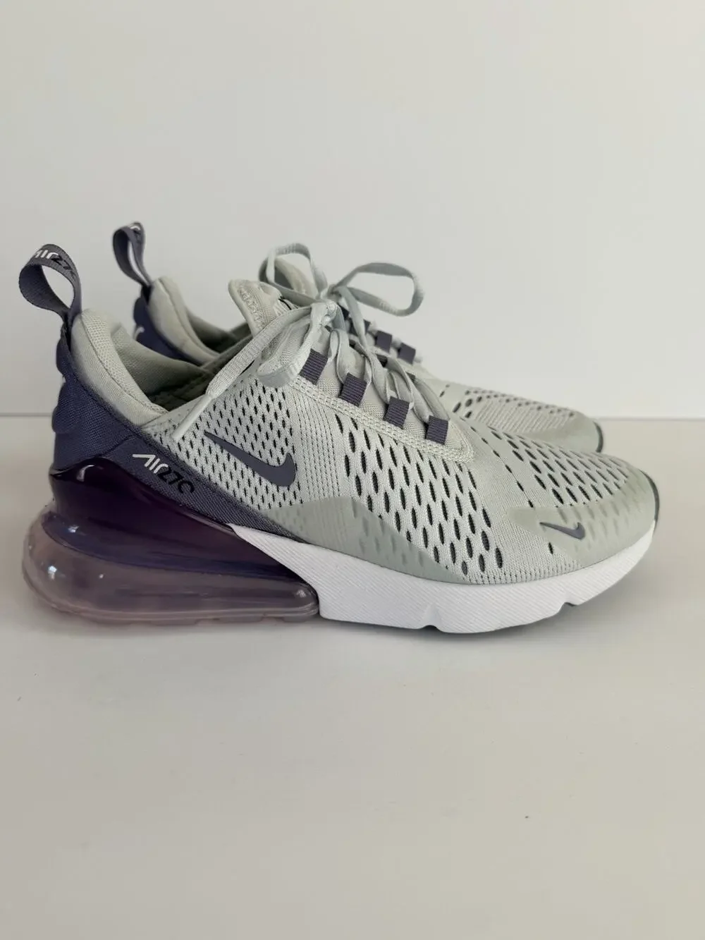 Nike Air Max 270 Low Top Mesh Lace Up Breathable Sneakers Gray/Purple/White